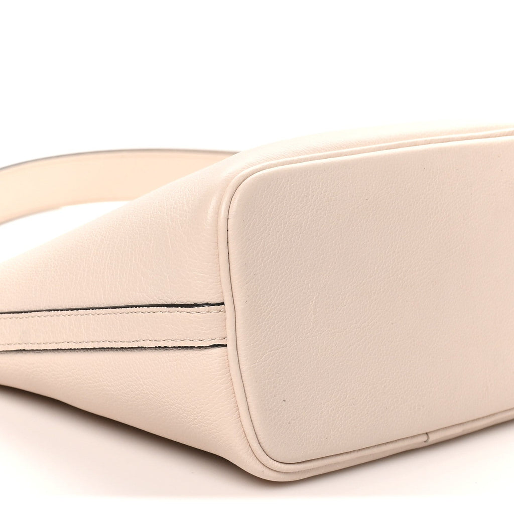 Grained Calfskin Lock and Walk Bucket Quartz