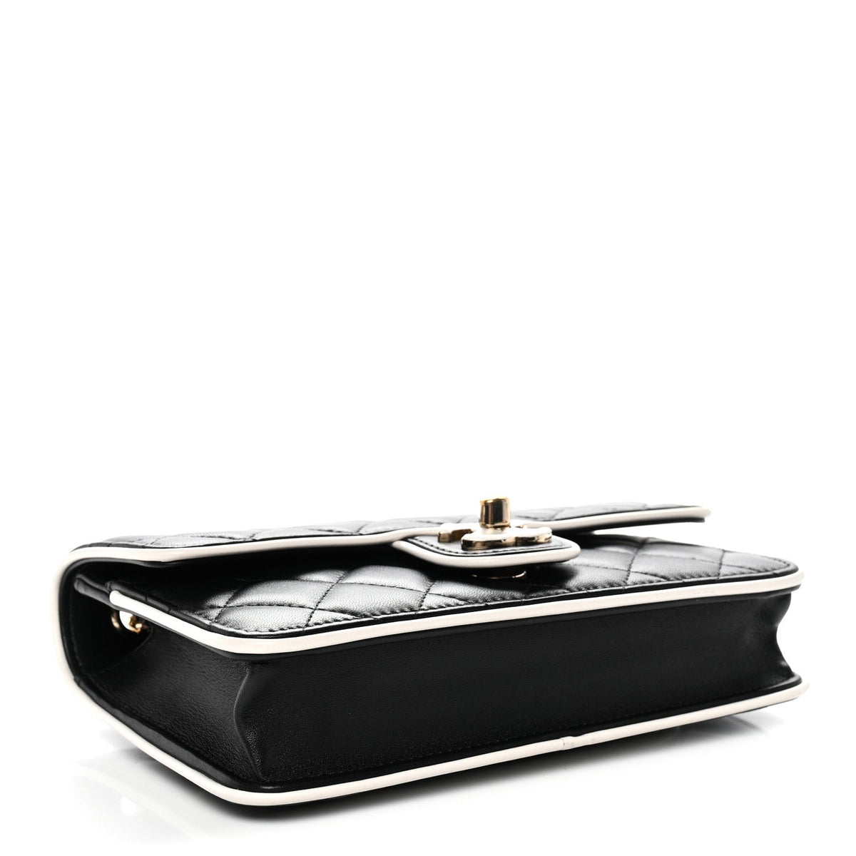 Lambskin Quilted Resin CC Mini Flap Bag Black White