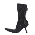 Calfskin Distressed Biker Boots 39 Black