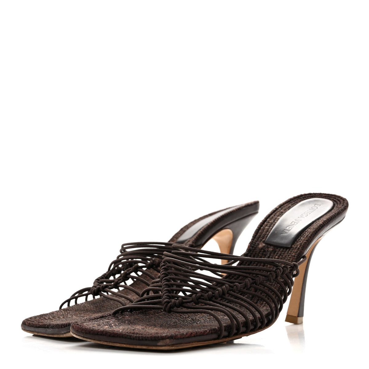 Raffia Elasticized Stretch Mule Sandals 39 Bitter Chocolate