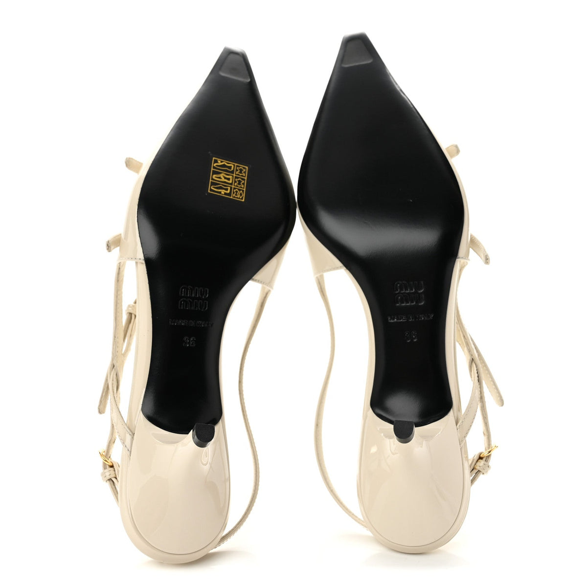 Vernice Buckle 55mm Slingback Pumps 36 Avorio