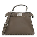 Vitello Granato Camoscio Selleria Macro Stitchings Small Peekaboo I SEE U Satchel Tartufo