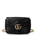 Calfskin Matelasse Pearly GG Marmont Chain Belt Bag Black