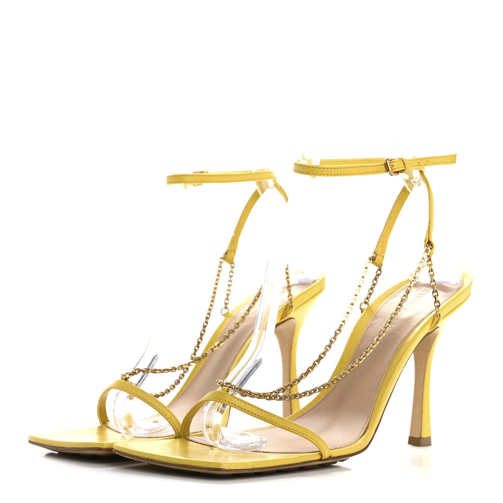 Lambskin Stretch Chain Strap 90mm Sandals 41 Buttercup
