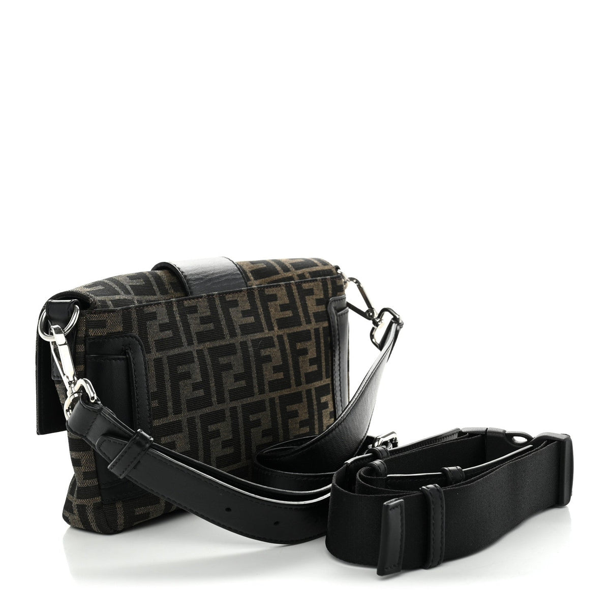 Fabric Jacquard FF 1974 Belt Baguette Bag Tobacco Moro Black