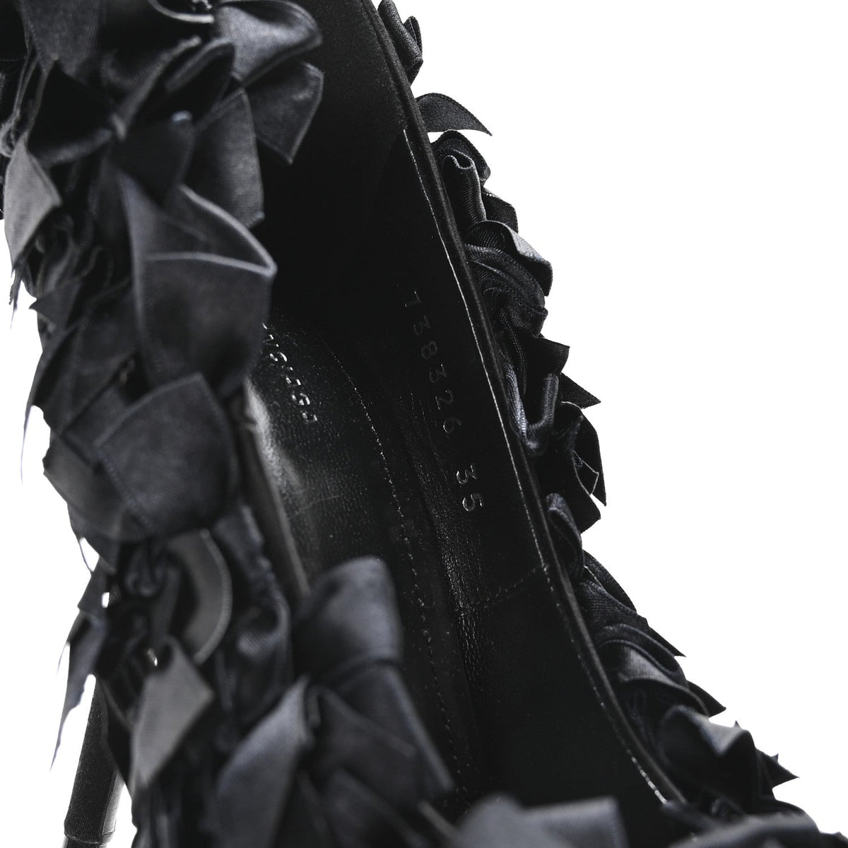 Satin Pointed Marie A Bows All Over 110mm Pumps 35 Black