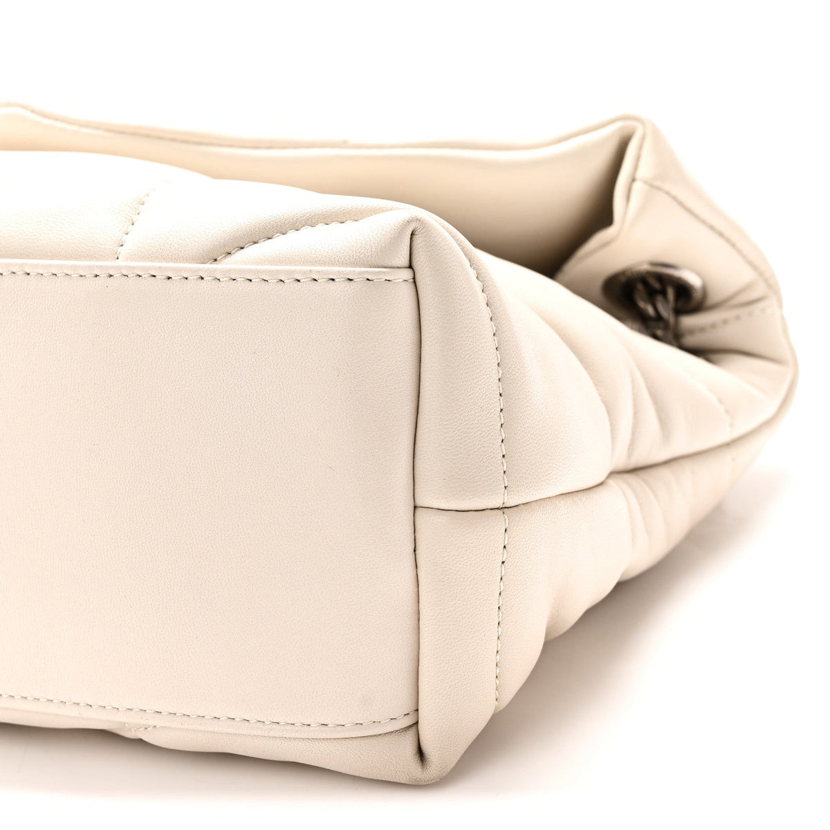 Lambskin Quilted Small Loulou Puffer Monogram Chain Satchel Crema Soft
