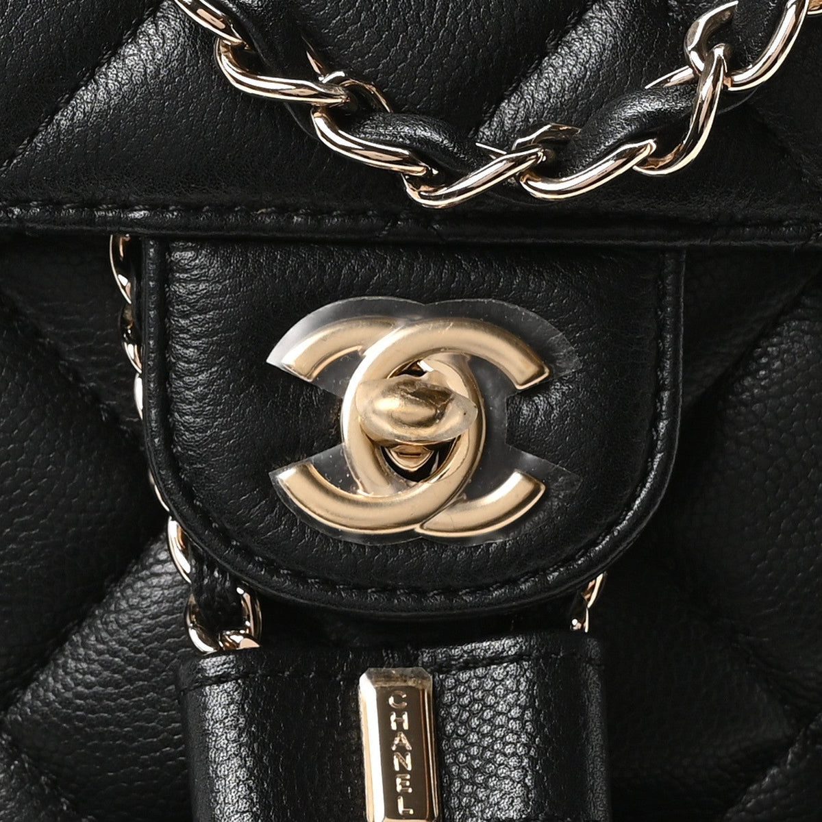Caviar Quilted Pockets Backpack Black