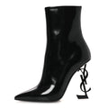 Glazed Calfskin Opyum Ankle Boots 37 Black