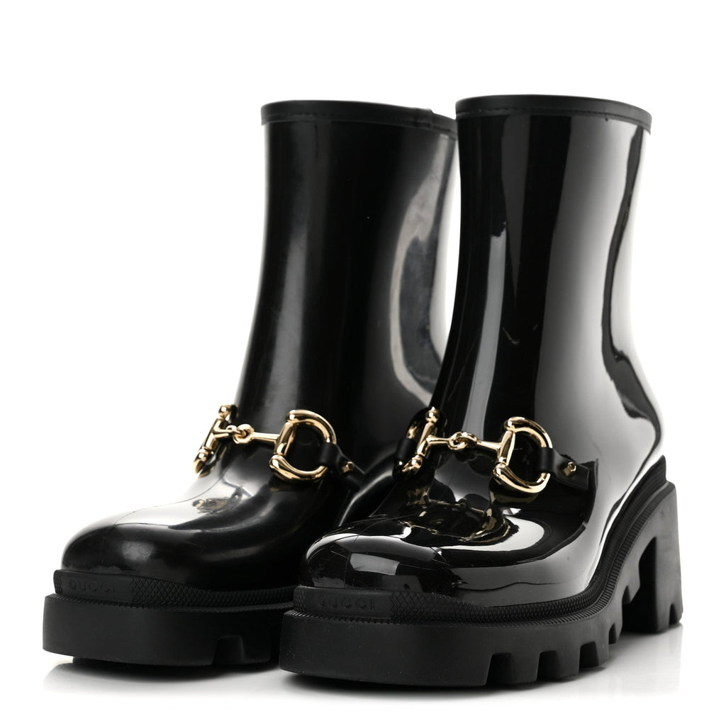 Rubber Womens Horsebit Ankle Boots 38 Black