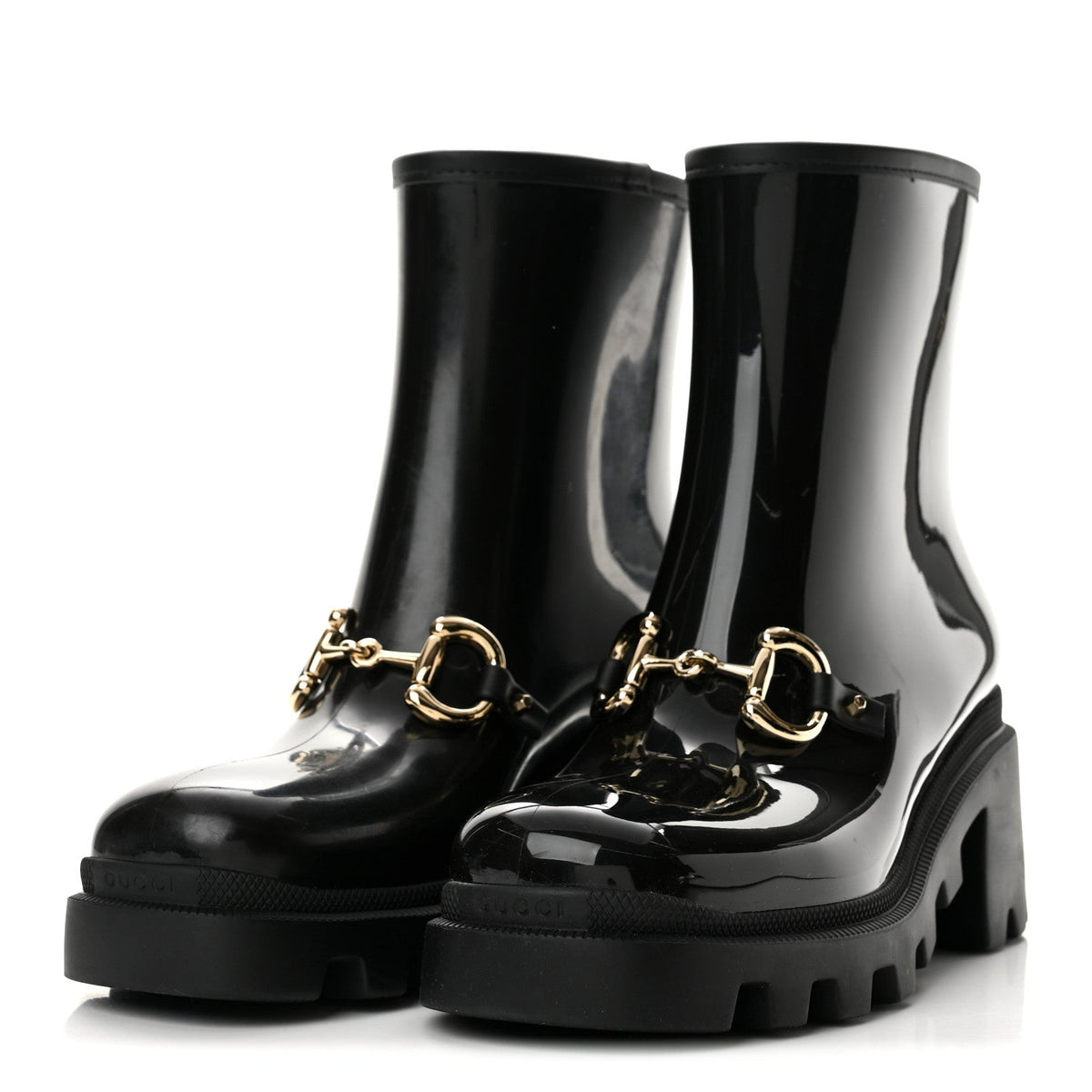 Rubber Womens Horsebit Ankle Boots 38 Black