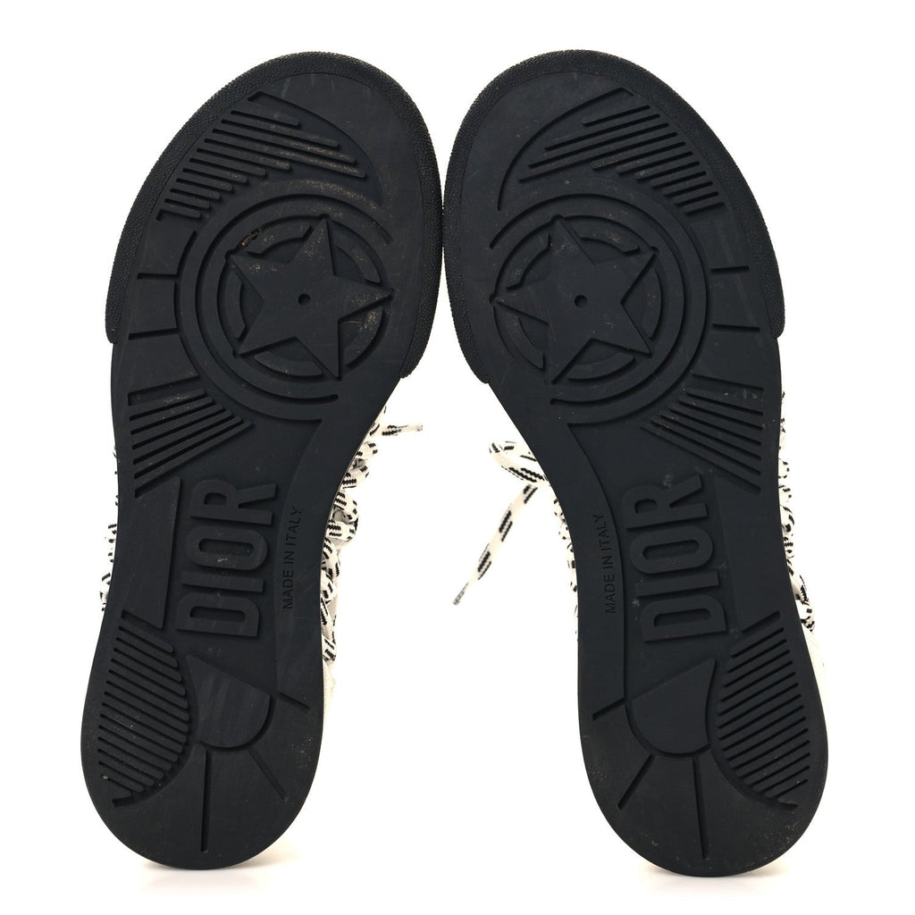 Calfskin Mesh Cutout High Top Sneakers 35 Black White