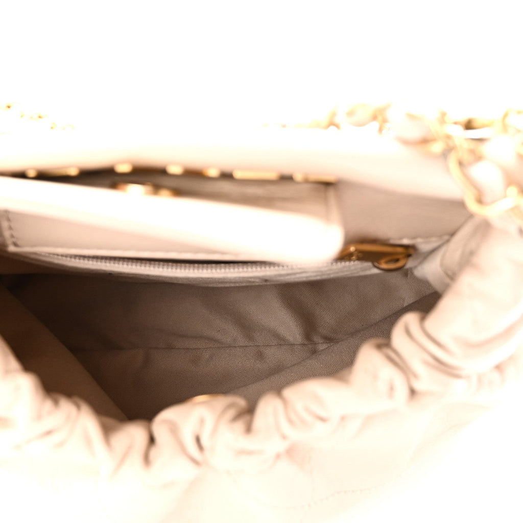 Lambskin Resin Quilted Small Bucket Bag Beige