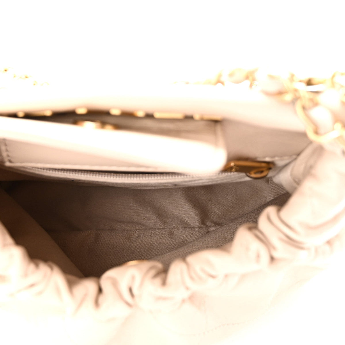 Lambskin Resin Quilted Small Bucket Bag Beige