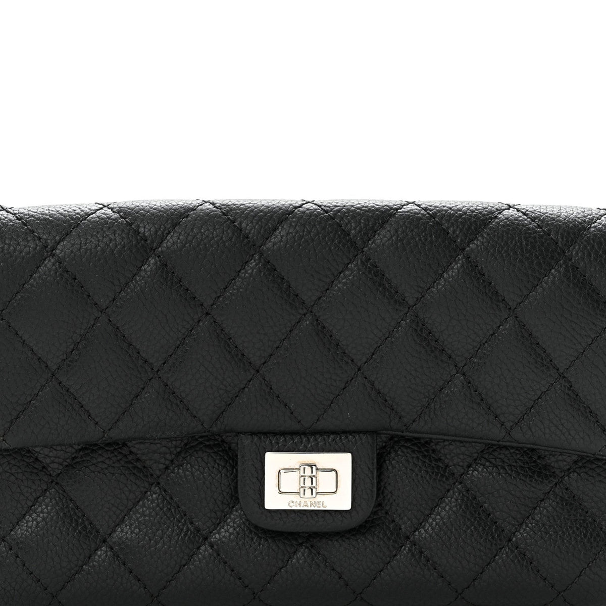 Grained Calfskin Quilted 2.55 Reissue Flap Belt Bag Clutch Black