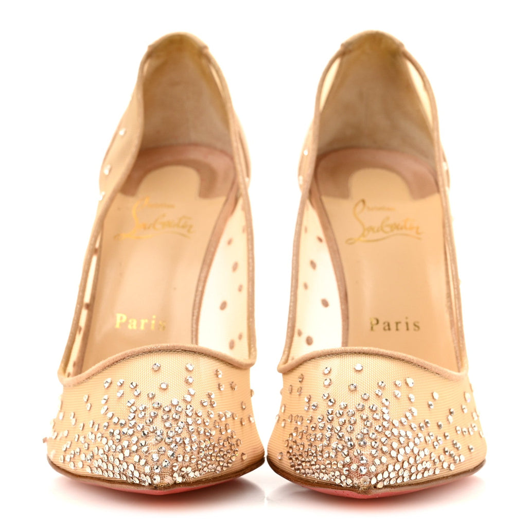Suede Lame Crystal Strass Follies 100 Pumps 40 Light Silk