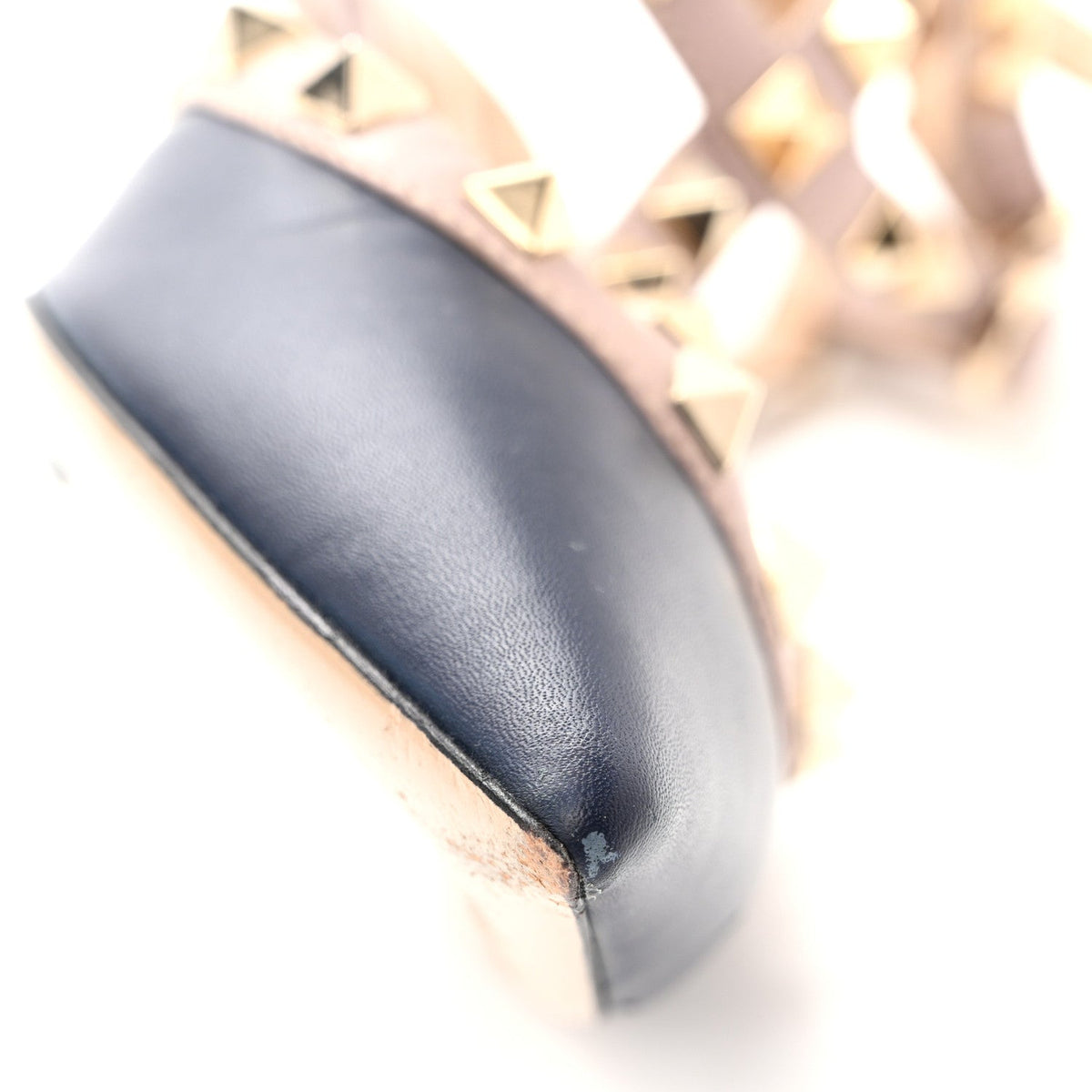 Calfskin Nappa Rockstud Ankle Strap 65mm Pumps 35.5 Indaco Poudre