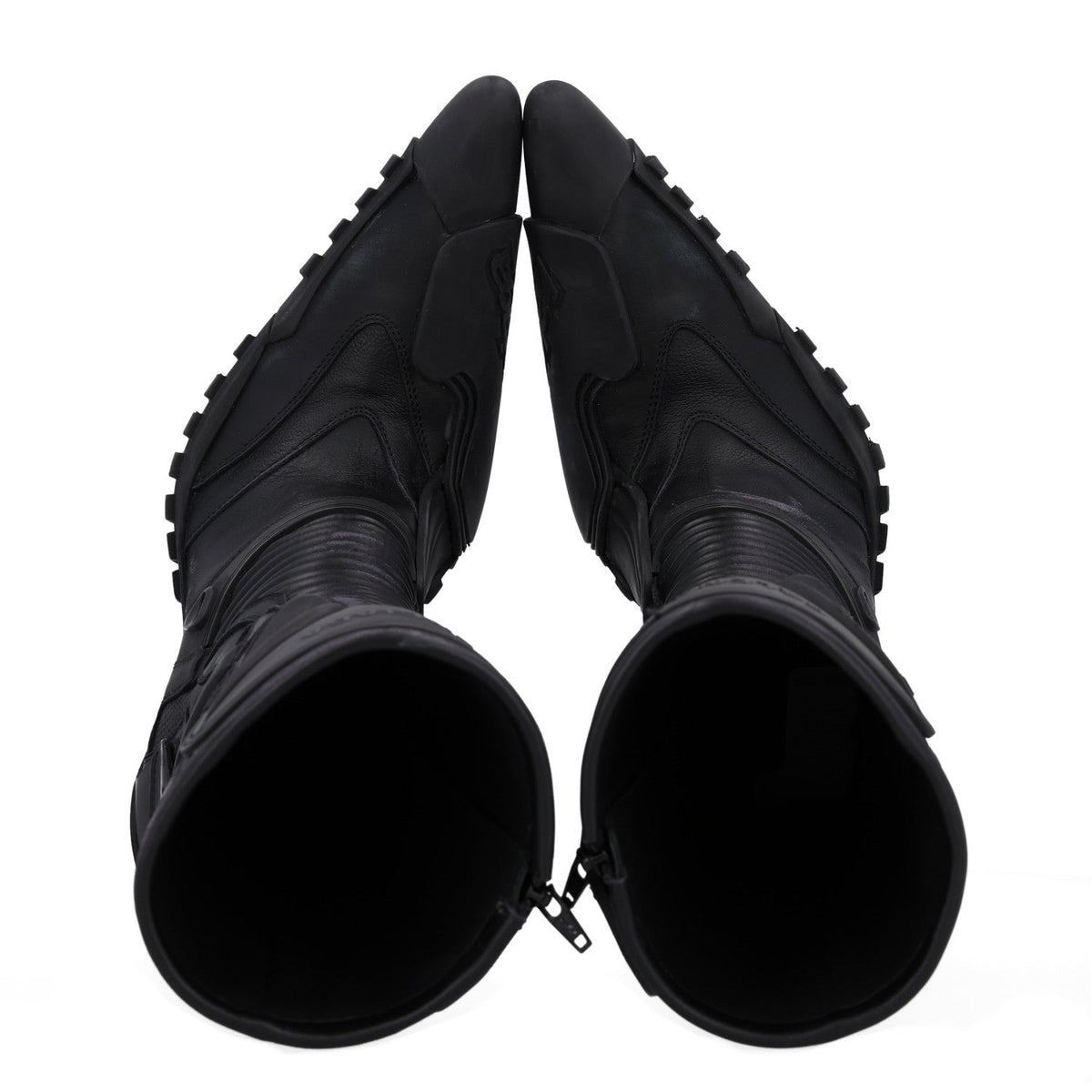 Calfskin Distressed Biker Boots 39 Black