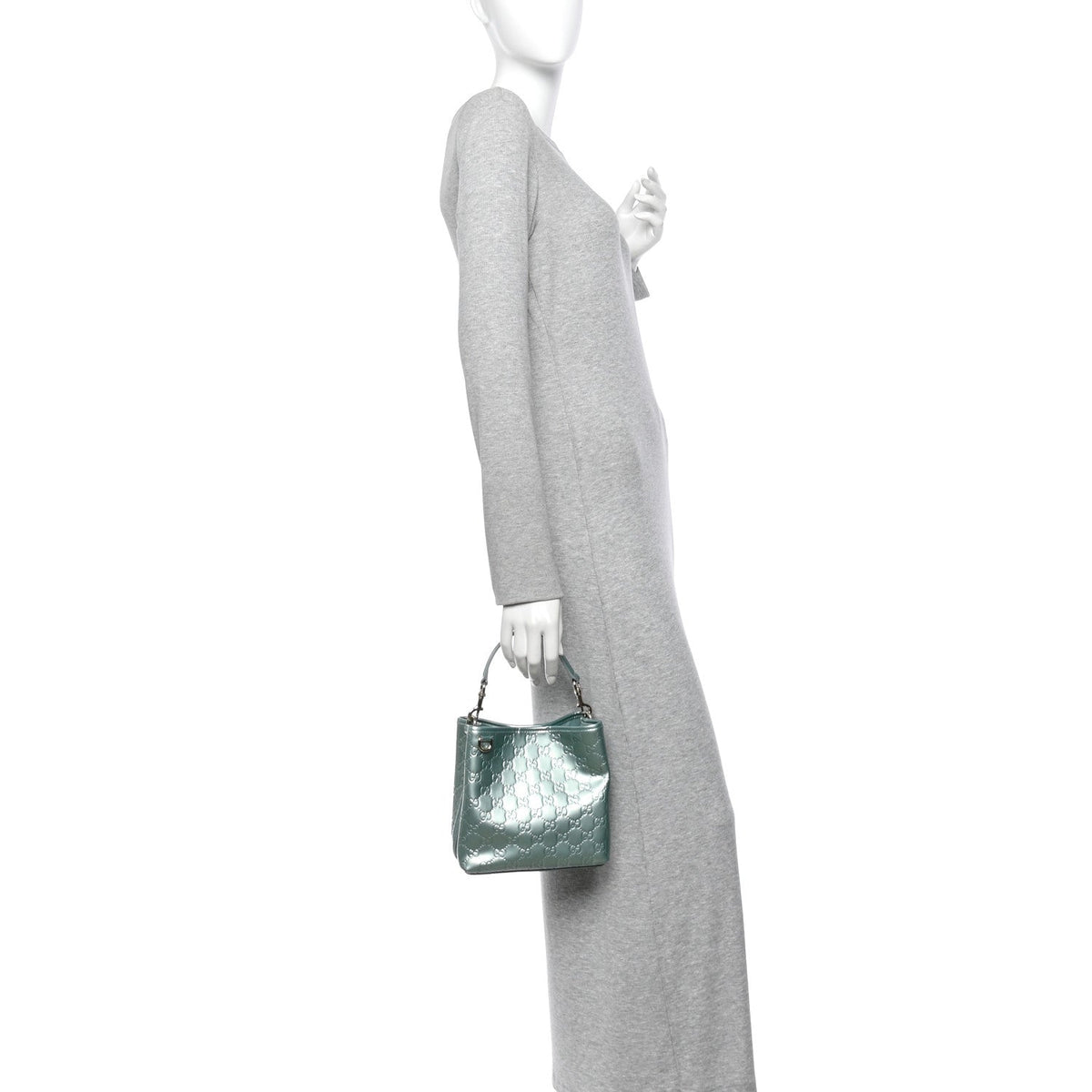 Patent GG Emblem Small Bucket Bag Light Blue