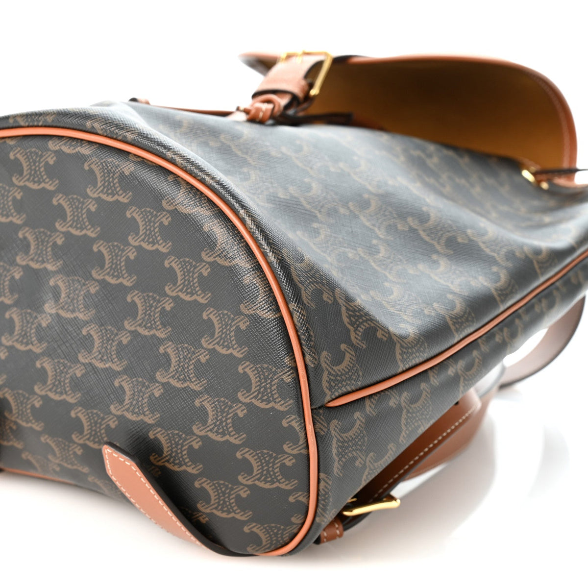 Triomphe Canvas Calfskin Folco Backpack Tan