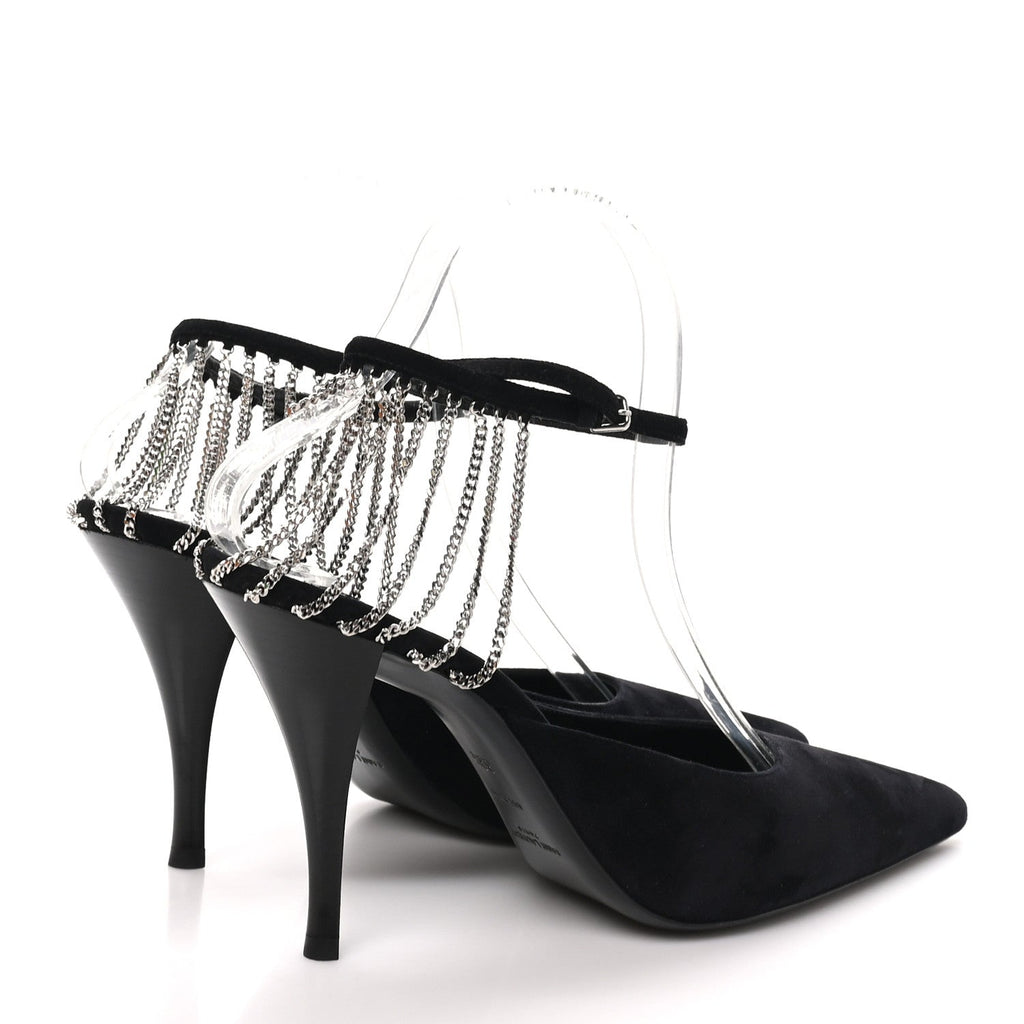 Kid Scamosciato Sling 90 Chain Pumps 39.5 Black