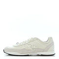Suede Calfskin Quilted CC Sneakers 39 White Black