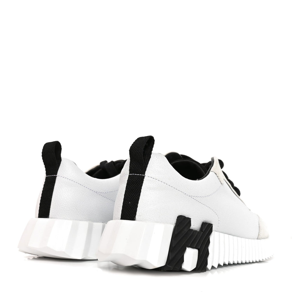 Calfskin Suede Goatskin Bouncing Sneakers 37.5 White Black