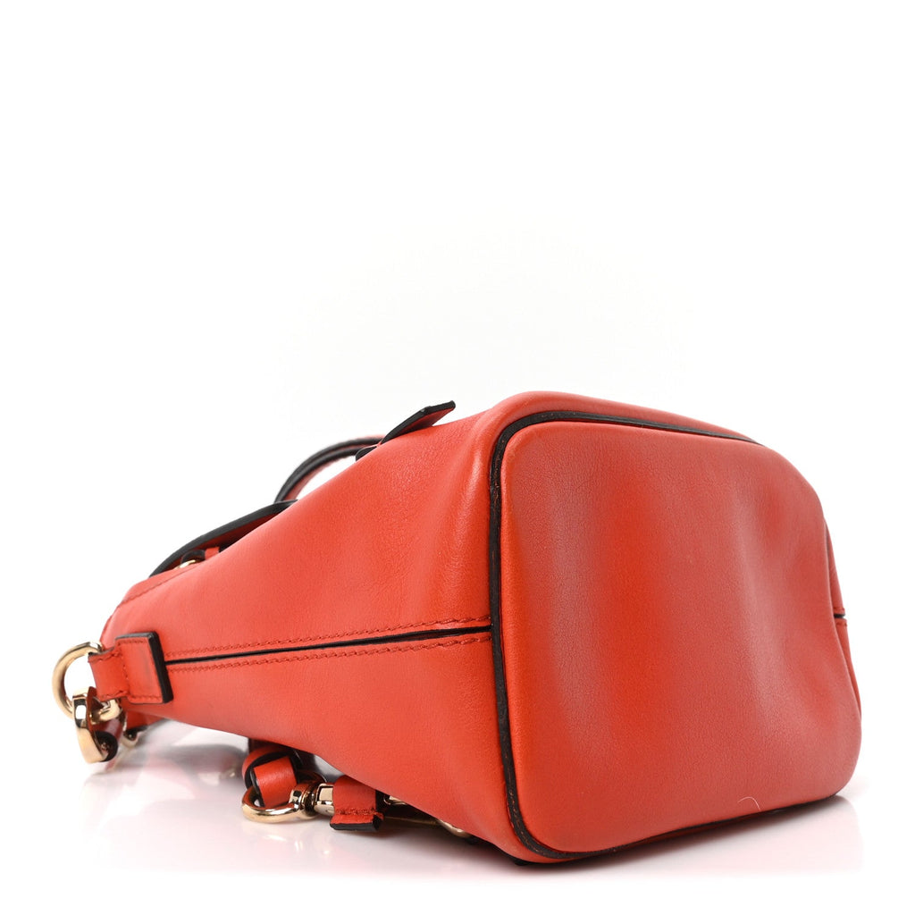 Suede Calfskin Mini Faye Backpack Sepia Red