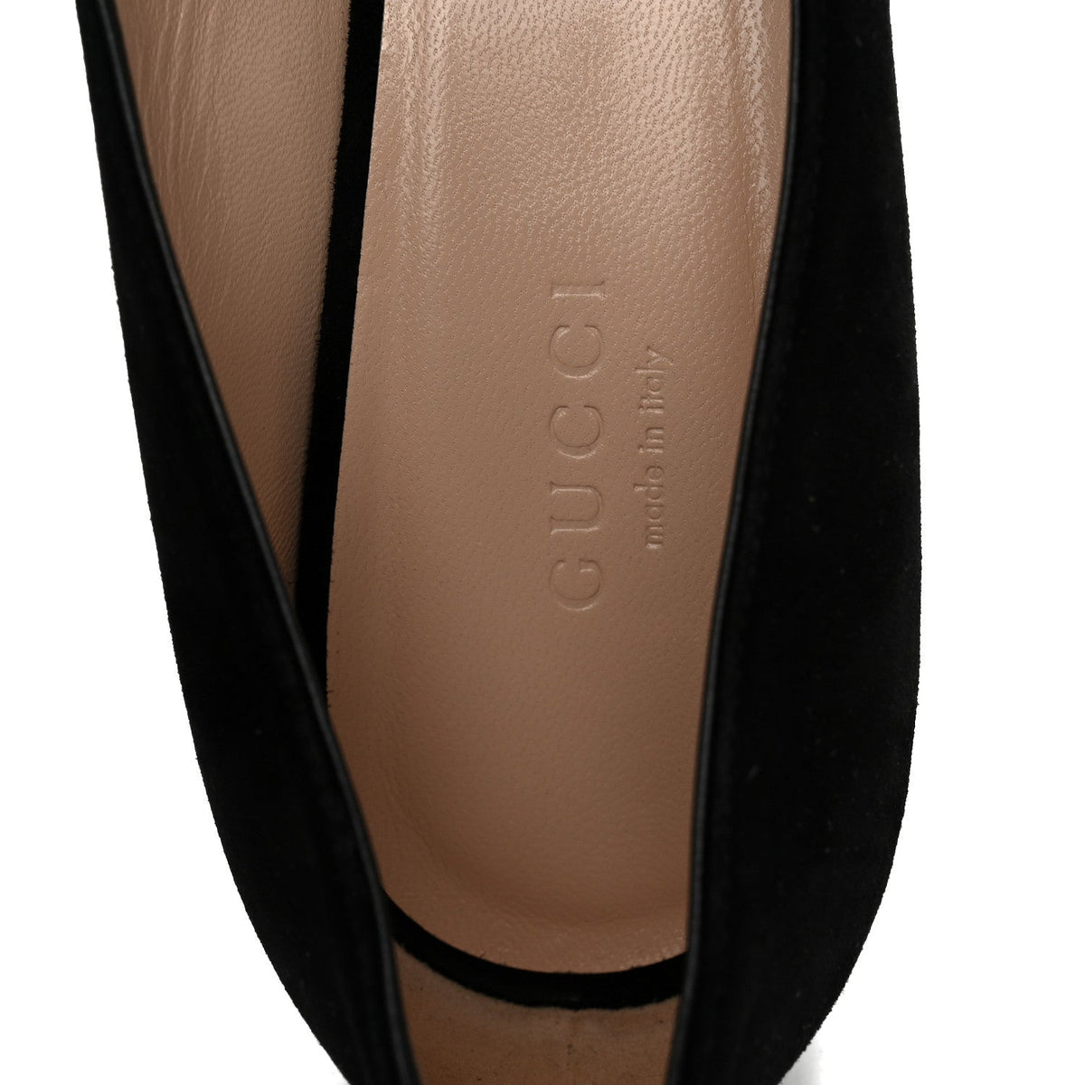 Kid Scamosciato GG Marmont Fringe 50mm Loafer Pumps 37.5 Black