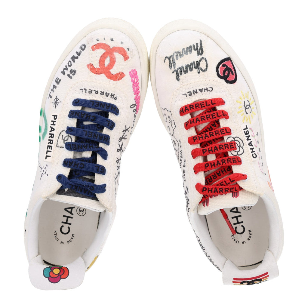 x Pharrell Williams Canvas Womens Sneakers 36 White Multicolor