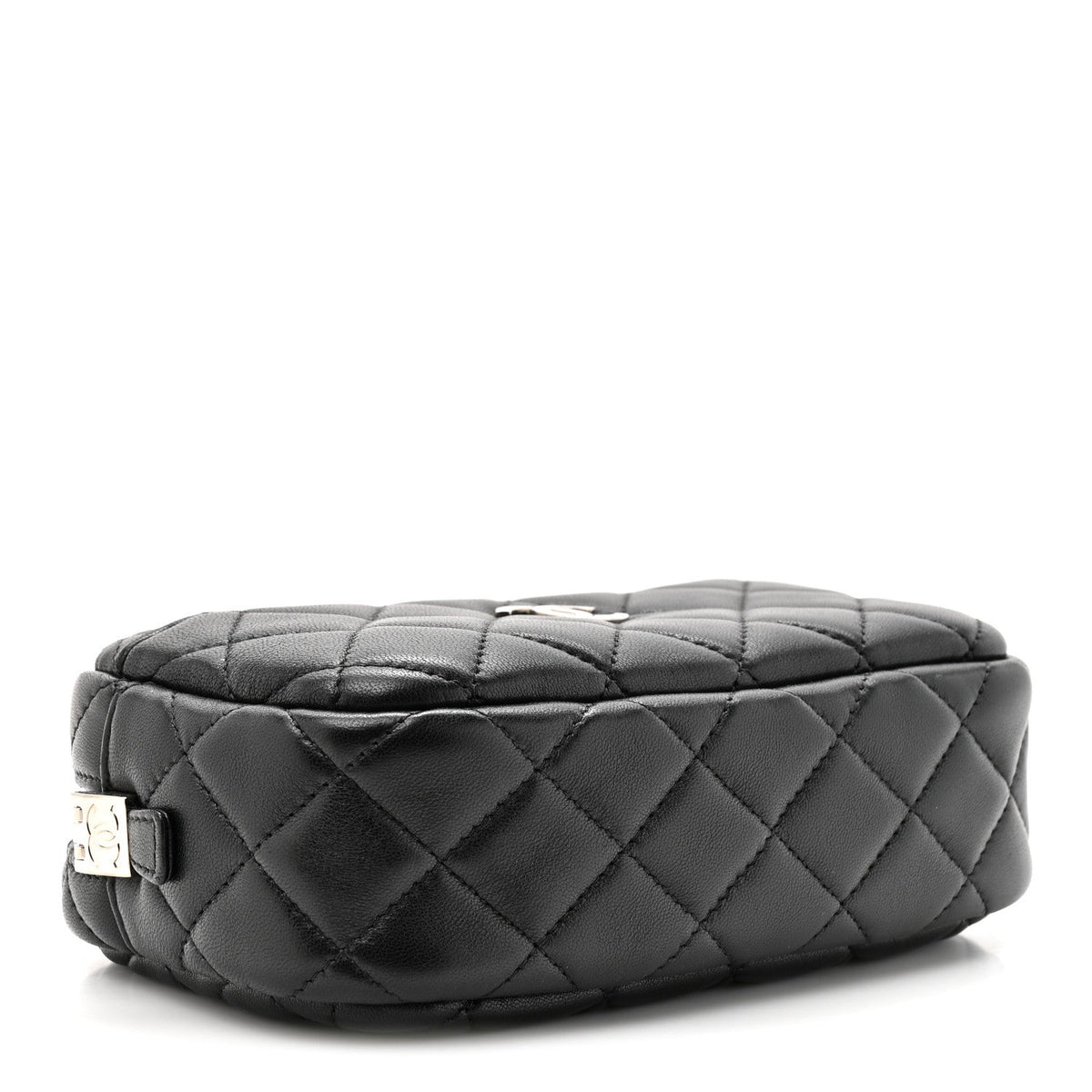 Lambskin Quilted Small Camera Case Black