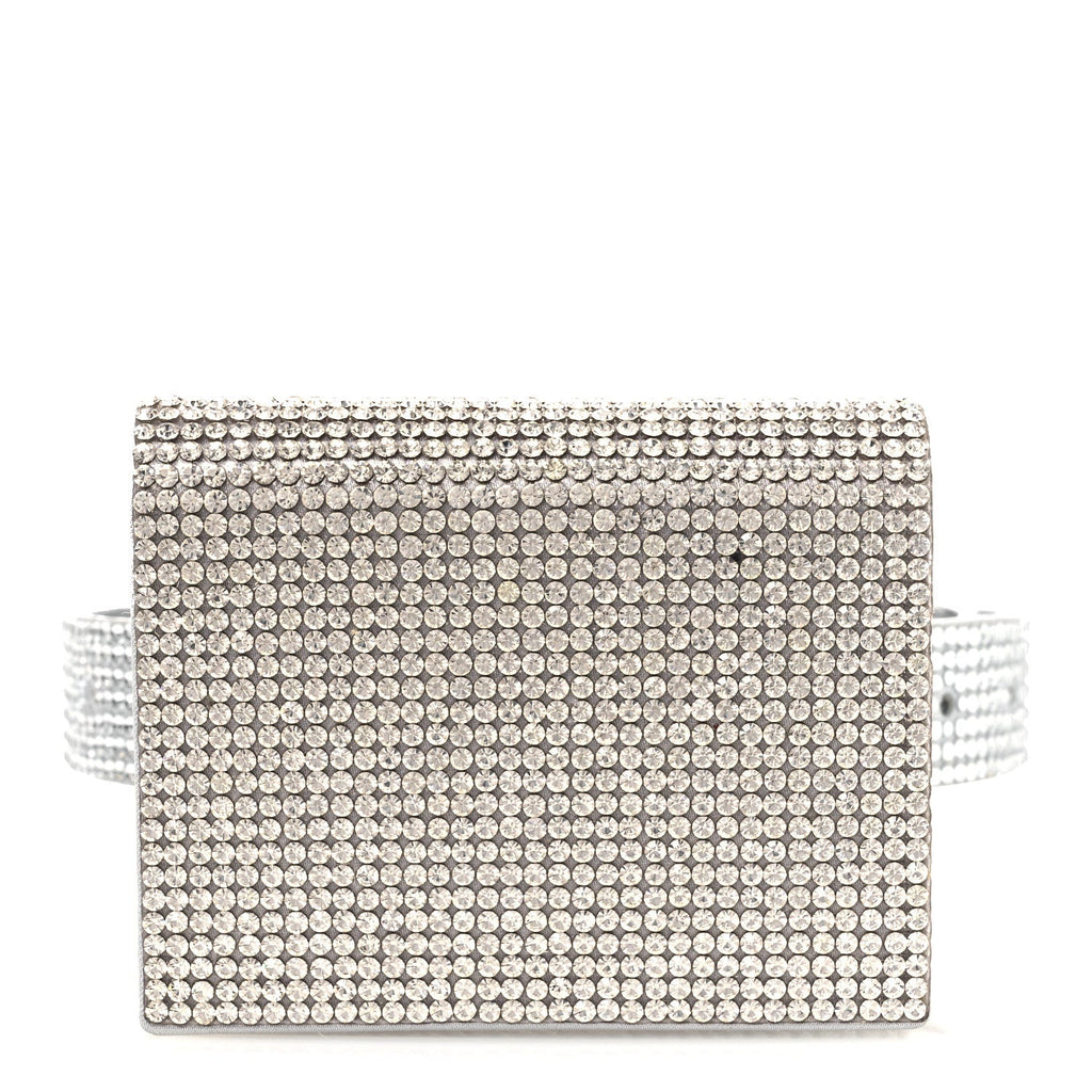 Swarovski Crystal Convertible Belt Bag Silver