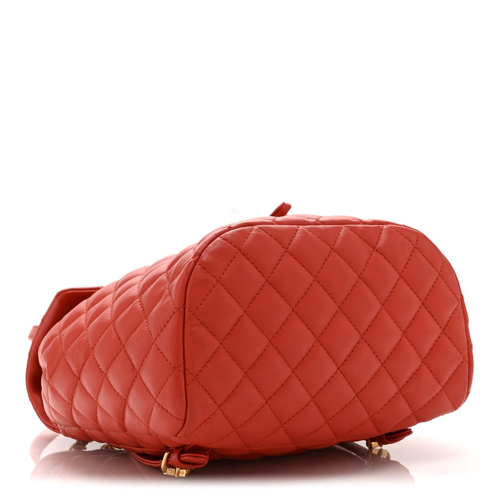 Lambskin Quilted Small Urban Spirit Backpack Red