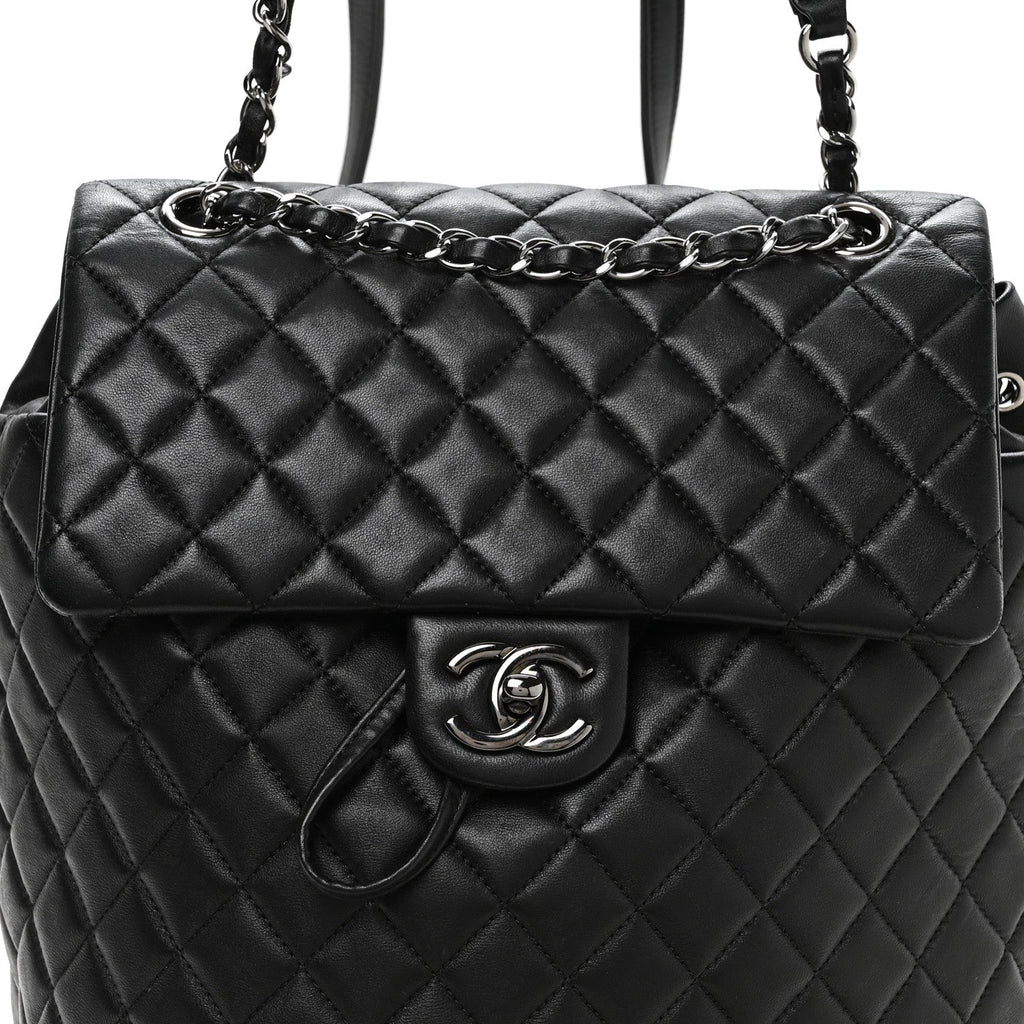 Lambskin Quilted Large Urban Spirit Backpack Black