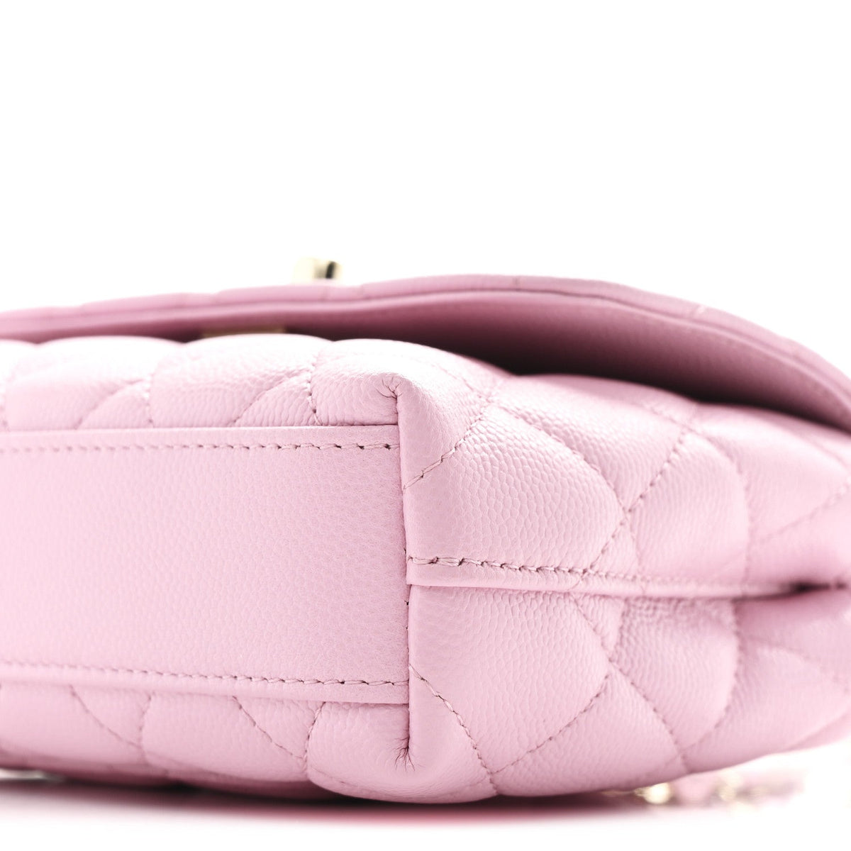 Caviar Quilted Coco Handle Clutch With Chain Pink