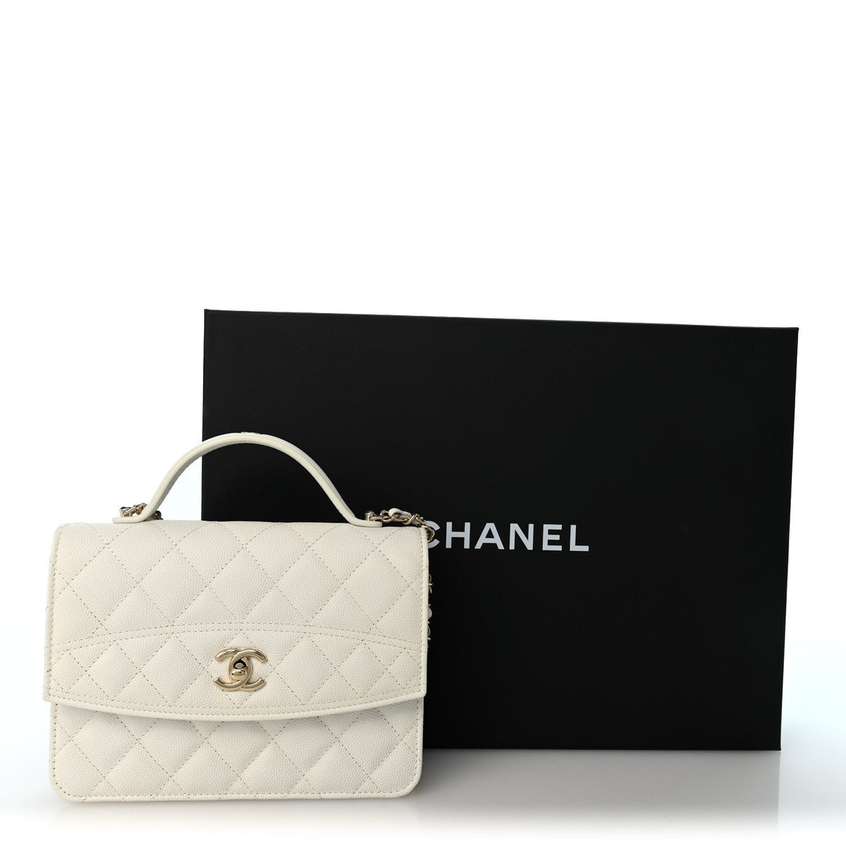 Caviar Quilted Top Handle Mini Chanel 25 Backpack White