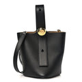 Soft Grained Calfskin Mini Pebble Bucket Bag Black