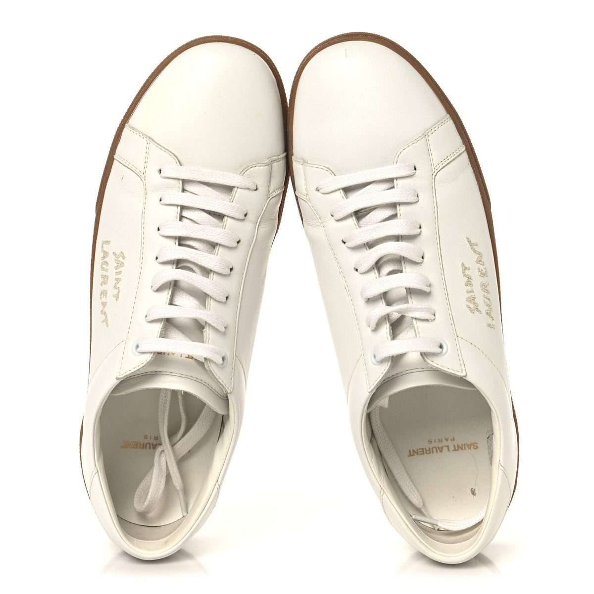 Calfskin Embroidered Mens Court Classic Sneakers 42.5 White