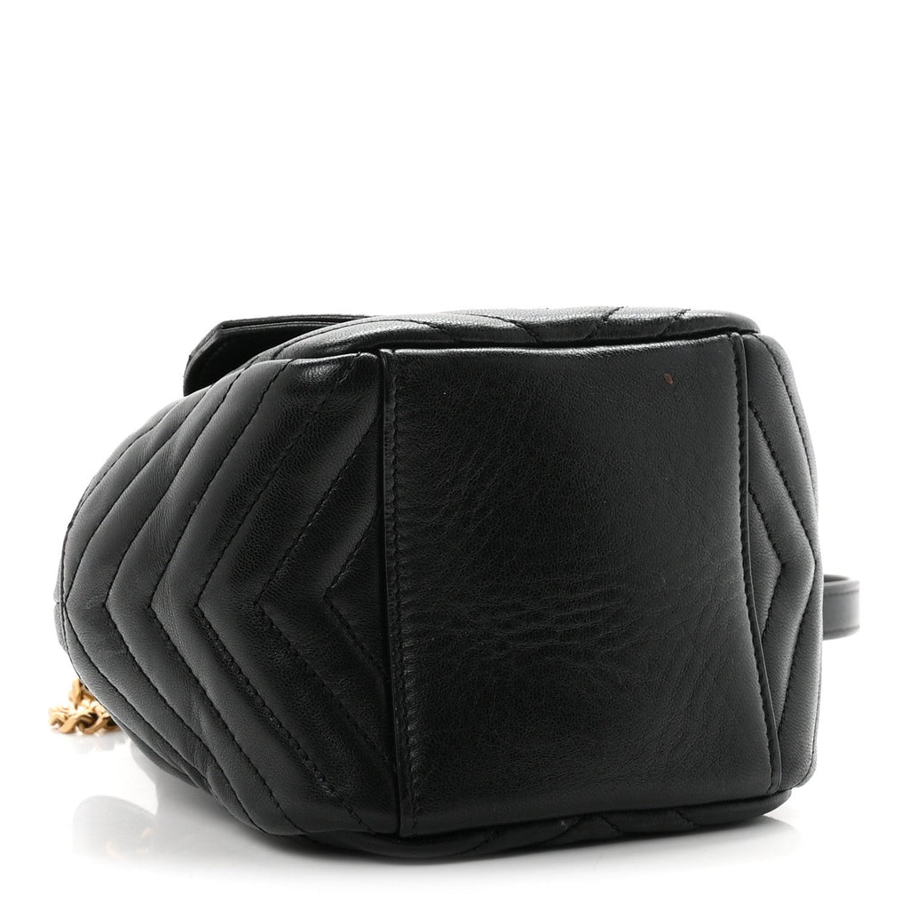 Lambskin Matelasse Monogram Joe Nano Bucket Bag Black