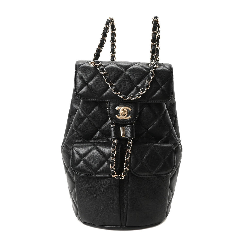 Caviar Quilted Pockets Backpack Black
