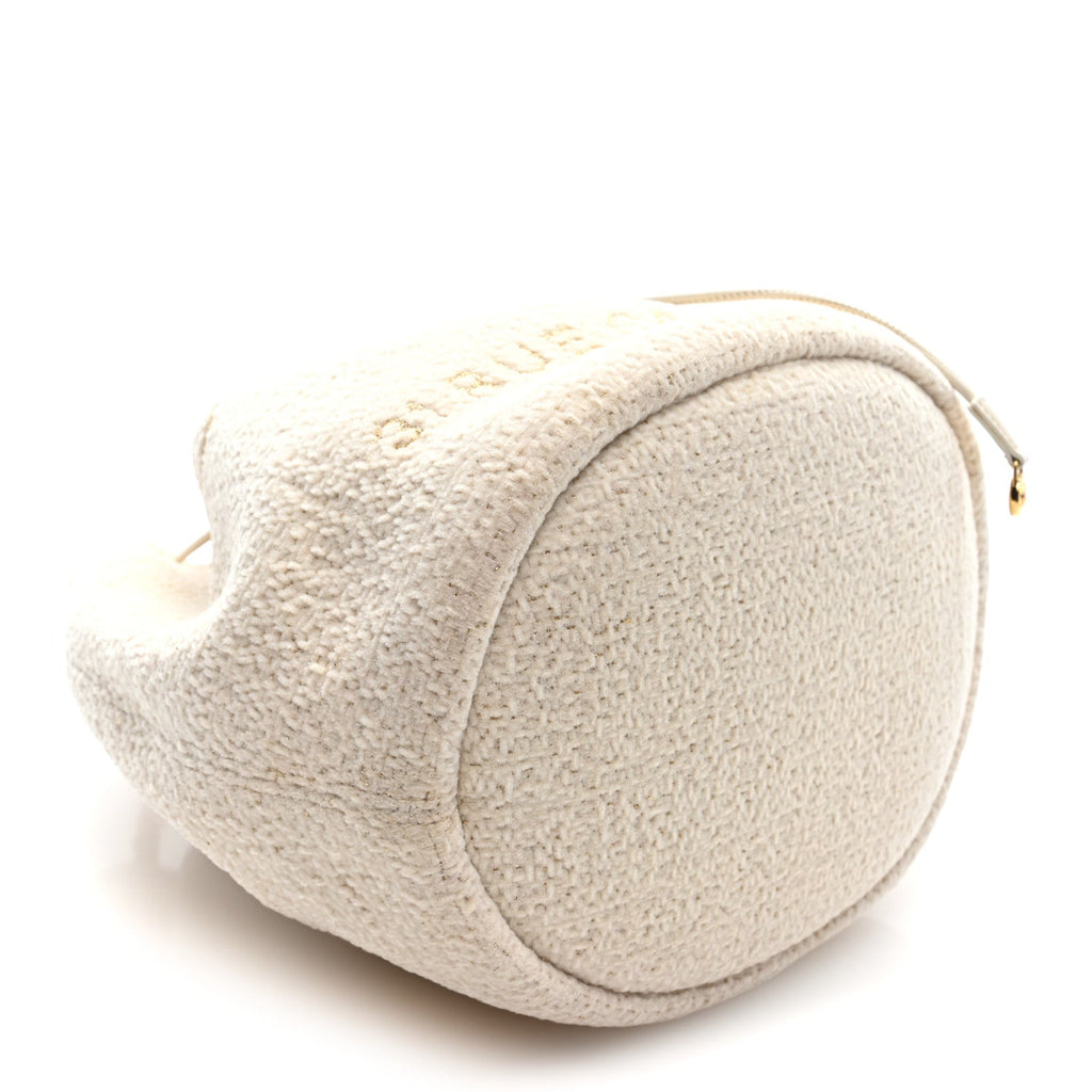 Lurex Boucle Deauville Drawstring Bucket Bag Ivory