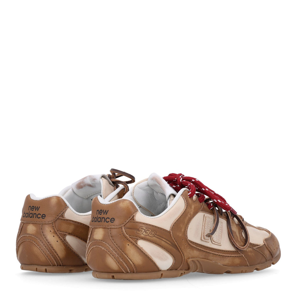 X NEW BALANCE Calfskin 530 SL Sneakers 37 Cinnamon Travertine Gray