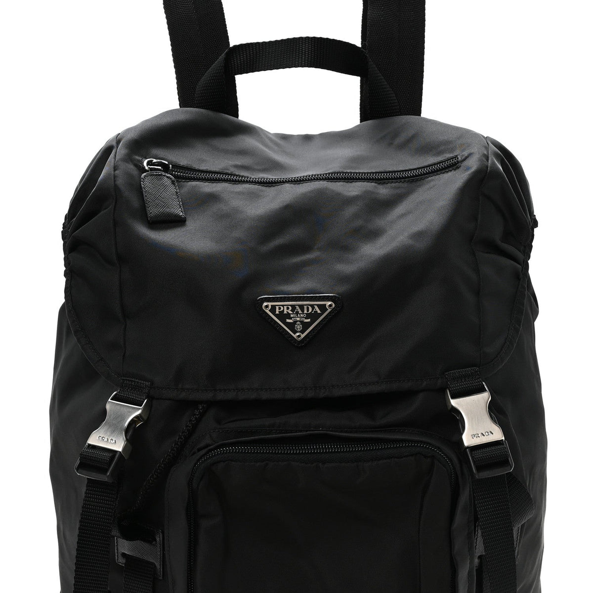 Tessuto Nylon Montagna Double Buckle Backpack Black