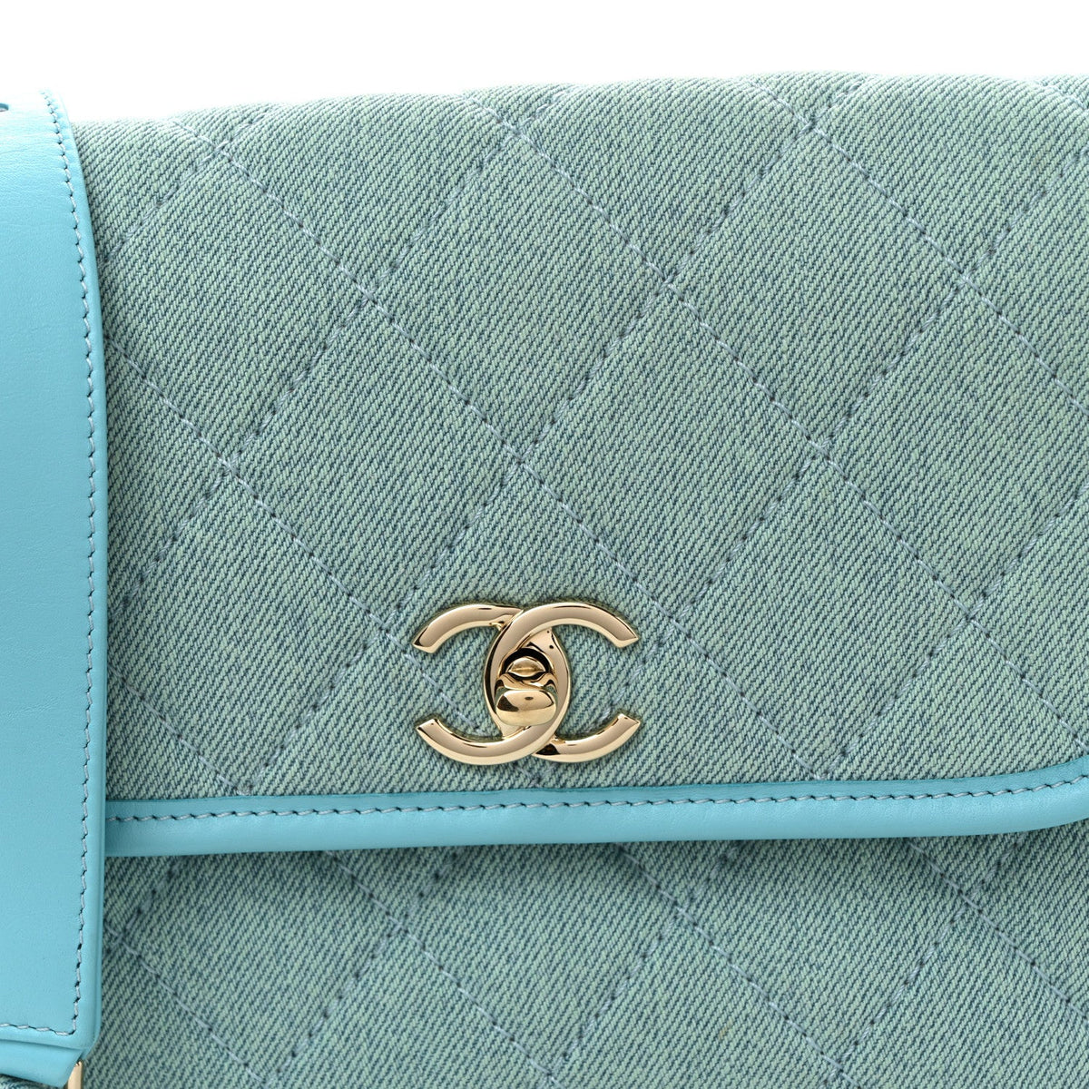 Denim Quilted Small Messenger Flap Neon Blue