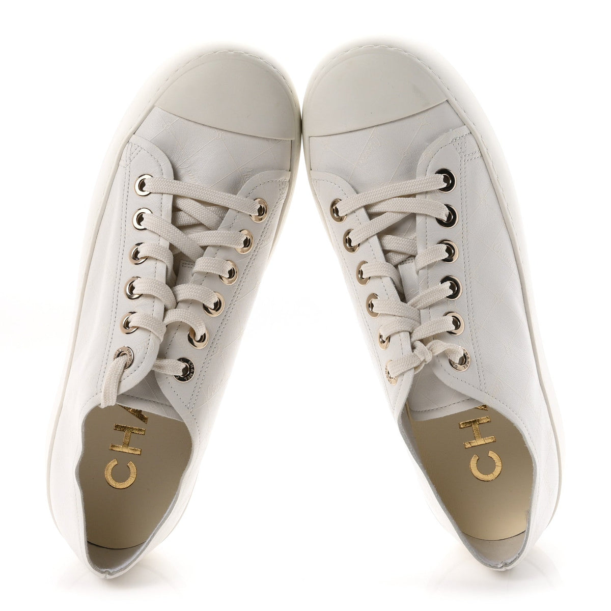 Lambskin Printed Logo Sneakers 39 White