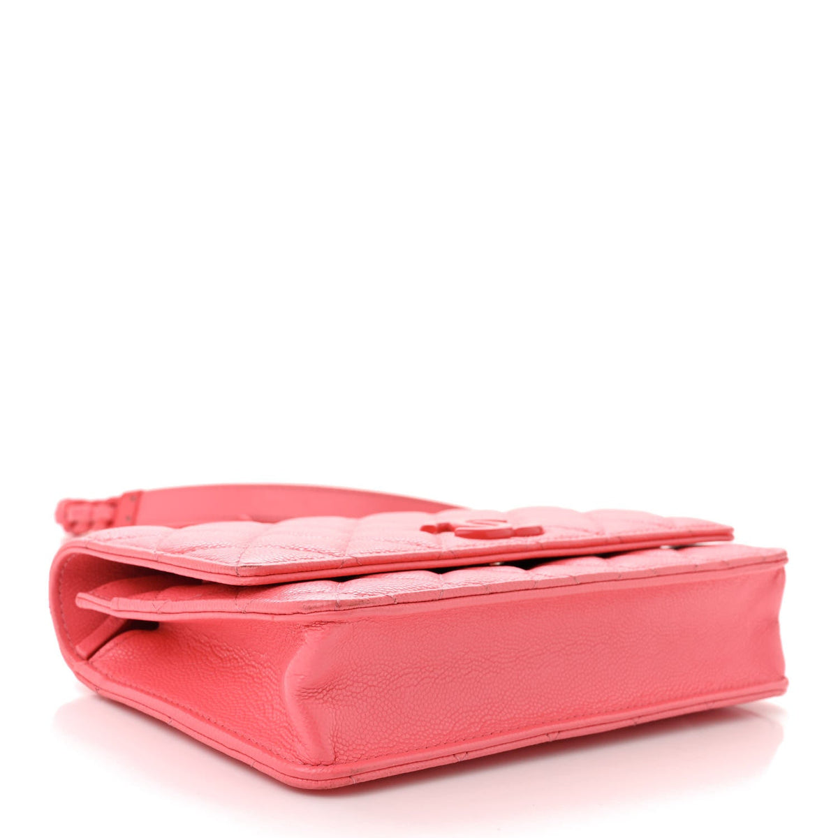 Caviar Quilted My Everything Wallet On Chain WOC Dark Coral