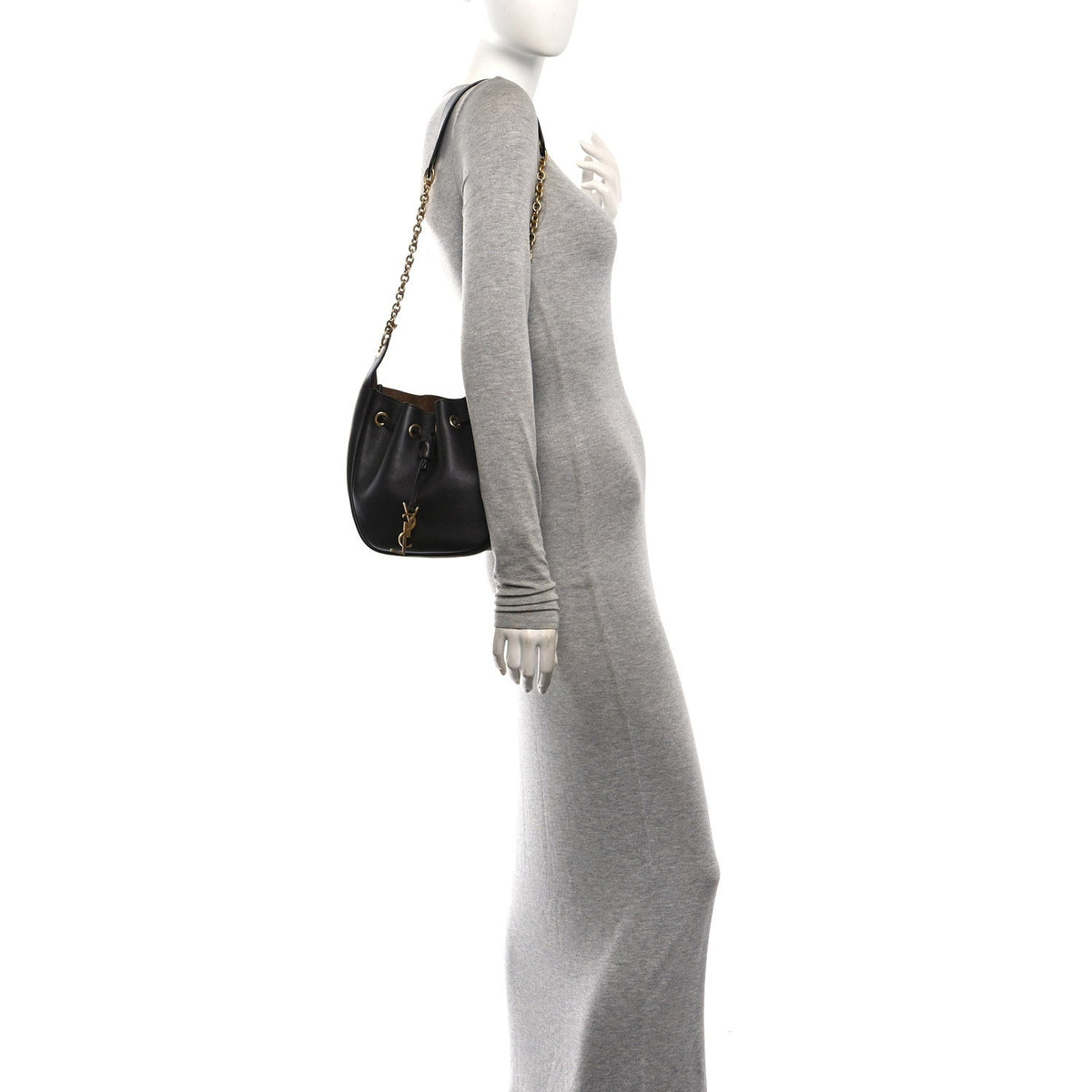Calfskin Cassandre Supple Bucket Bag  Fondente Dark Cigar