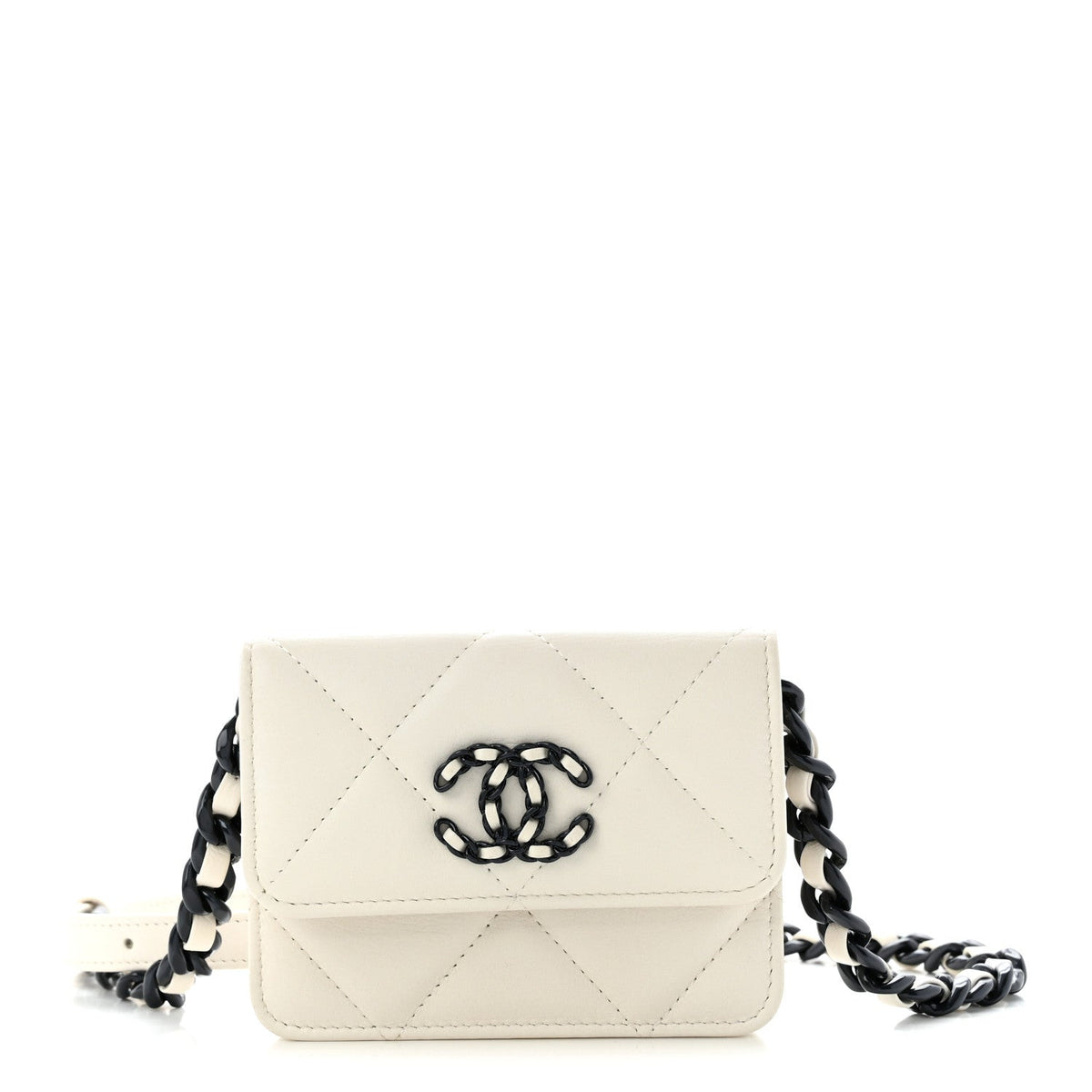 Caviar Quilted My Everything Belt Flap Card Holder White