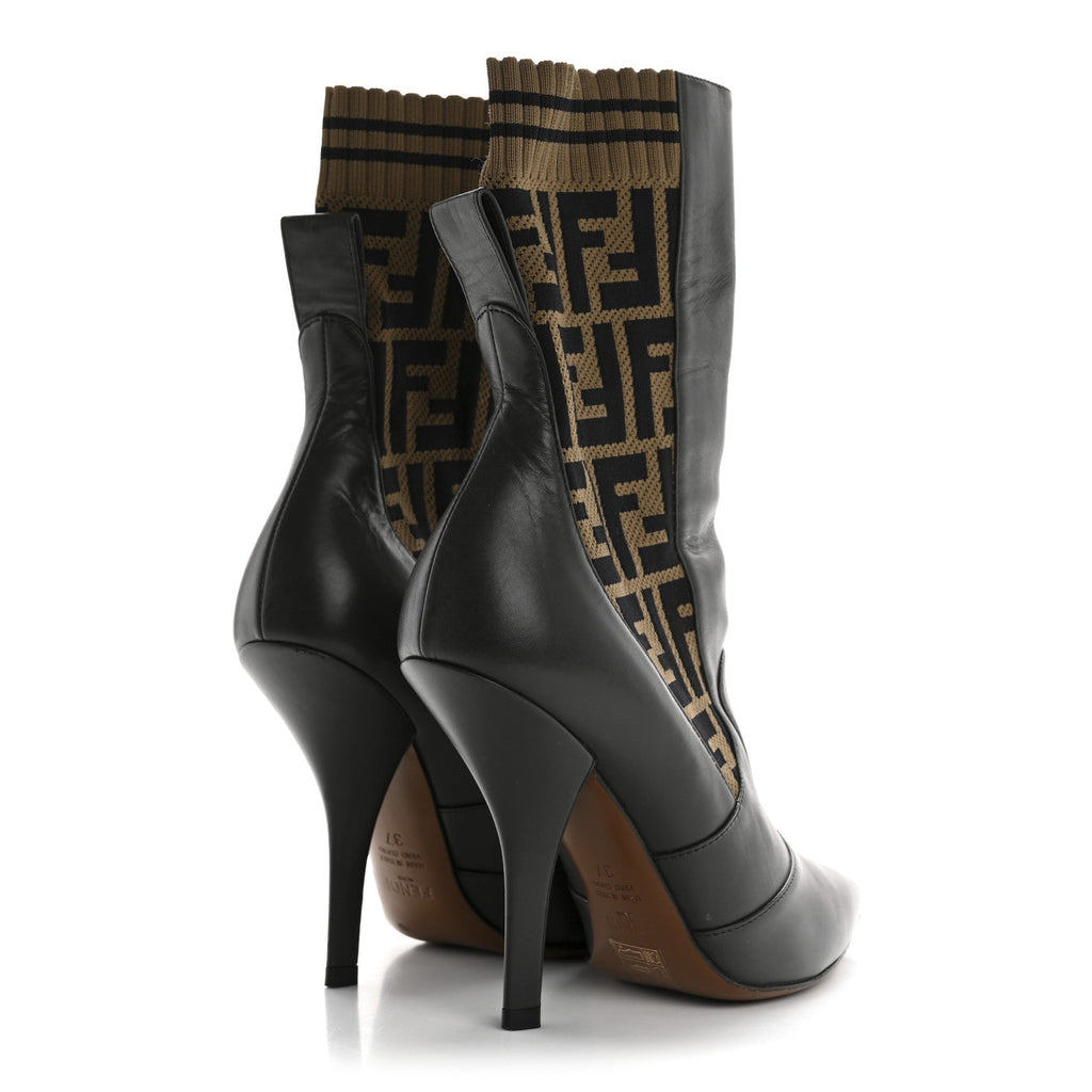 Nappa Microfiber Fabric FF Rockoko 105mm Sock Boots 37 Ebano Tobacco Black