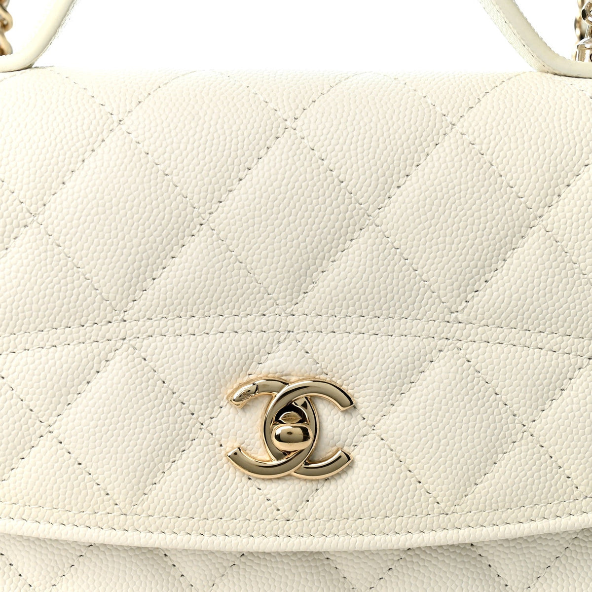 Caviar Quilted Top Handle Mini Chanel 25 Backpack White